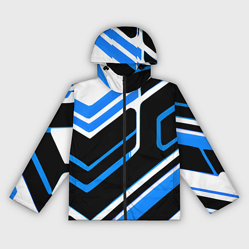 Женская ветровка Бело-синие линии на чёрном фоне / 3D-Черный – фото 1