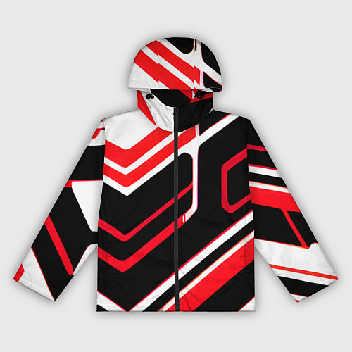 Женская ветровка Бело-красные линии на чёрном фоне / 3D-Черный – фото 1
