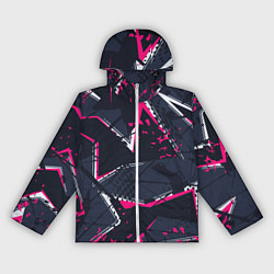 Ветровка с капюшоном женская Абстрактный узор с геометрической концепцией, цвет: 3D-белый