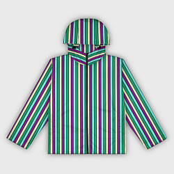 Ветровка с капюшоном женская Фиолетово-зелёный полосатый, цвет: 3D-черный
