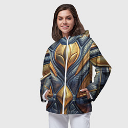 Ветровка с капюшоном женская Объемная позолоченная текстурная кожа, цвет: 3D-белый — фото 2