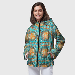 Ветровка с капюшоном женская Орнамент пейсли, цвет: 3D-черный — фото 2