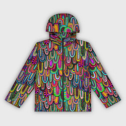 Ветровка с капюшоном женская Абстрактные перья в стиле бохо, цвет: 3D-черный