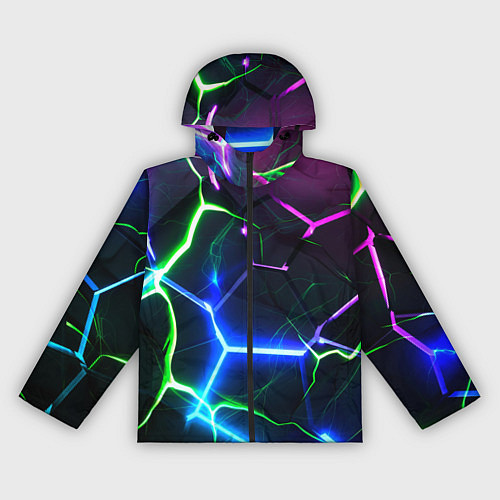 Женская ветровка Микс из разломленных плит и неоновое свечения / 3D-Черный – фото 1