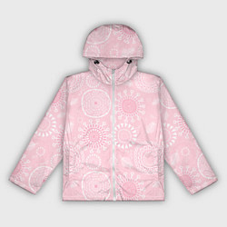 Ветровка с капюшоном женская Розовый цветочный паттерн, цвет: 3D-белый