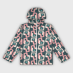 Ветровка с капюшоном женская Геометрическая ретро абстракция, цвет: 3D-белый