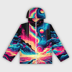 Ветровка с капюшоном женская Neon space fantasy - ai art, цвет: 3D-белый