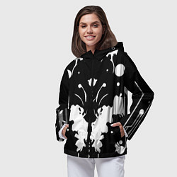 Ветровка с капюшоном женская Тест Роршаха - психоделика, цвет: 3D-черный — фото 2