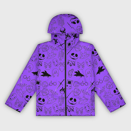 Женская ветровка Хэллоуин узор на фиолетовом фоне / 3D-Черный – фото 1