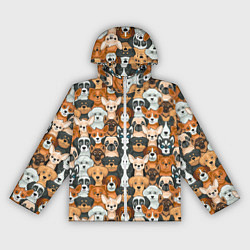 Ветровка с капюшоном женская Мультяшные собачки, цвет: 3D-белый