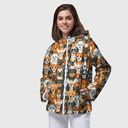 Ветровка с капюшоном женская Мультяшные собачки, цвет: 3D-белый — фото 2