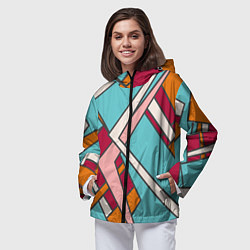 Ветровка с капюшоном женская Простая геометрия, цвет: 3D-черный — фото 2