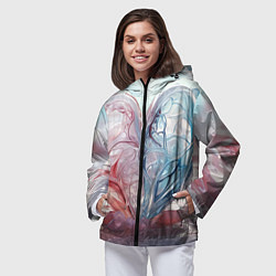 Ветровка с капюшоном женская Сердце - плазменная текстура, цвет: 3D-черный — фото 2