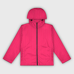 Ветровка с капюшоном женская Ярко-розовый однотонный в полоску, цвет: 3D-черный