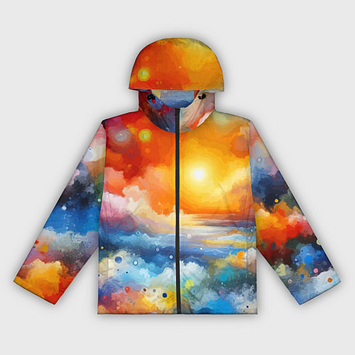 Женская ветровка Закат солнца - разноцветные облака / 3D-Черный – фото 1