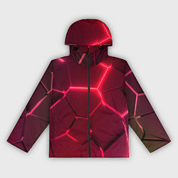 Ветровка с капюшоном женская Маджента неоновые плиты в разломе, цвет: 3D-черный