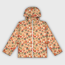 Ветровка с капюшоном женская Лисята в розах, цвет: 3D-белый