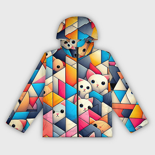 Женская ветровка Geometric pattern with kittens - ai art / 3D-Черный – фото 1