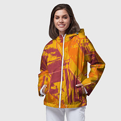 Ветровка с капюшоном женская Яркий абстрактный паттерн для спорта, цвет: 3D-белый — фото 2