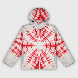 Ветровка с капюшоном женская Тай-дай бело-красный, цвет: 3D-белый