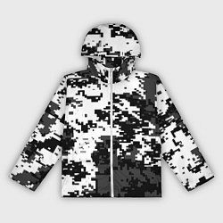Ветровка с капюшоном женская Камуфляжные пиксели чёрно белый, цвет: 3D-белый