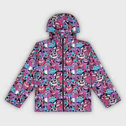 Ветровка с капюшоном женская Смеющиеся монстры, цвет: 3D-черный