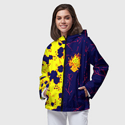 Ветровка с капюшоном женская Cyberpunk лого текстура, цвет: 3D-черный — фото 2