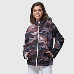 Ветровка с капюшоном женская Камуфляж-грязь, цвет: 3D-белый — фото 2