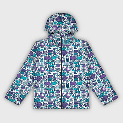 Ветровка с капюшоном женская Граффити крючок и петля, цвет: 3D-черный