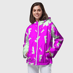 Ветровка с капюшоном женская Fortnite pattern pink, цвет: 3D-белый — фото 2