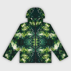 Ветровка с капюшоном женская Калейдоскоп зеленая абстракция, цвет: 3D-черный