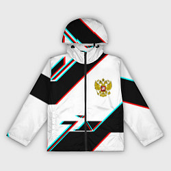 Ветровка с капюшоном женская Россия спортивная геометрия глитч, цвет: 3D-черный