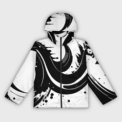 Ветровка с капюшоном женская Чёрно-белая экспрессивная абстракция, цвет: 3D-черный