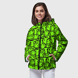 Ветровка с капюшоном женская Nirvana green logo smile, цвет: 3D-черный — фото 2