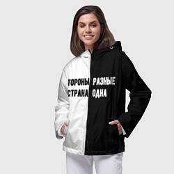 Ветровка с капюшоном женская Стороны разные, цвет: 3D-черный — фото 2