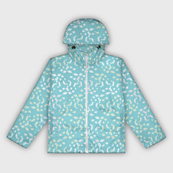 Ветровка с капюшоном женская Мозаика на голубом, цвет: 3D-белый