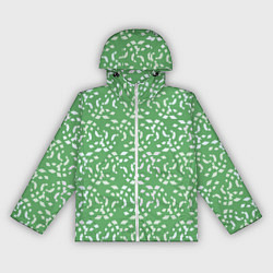 Ветровка с капюшоном женская Мозаика на зеленом, цвет: 3D-белый
