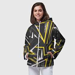 Ветровка с капюшоном женская Абстрактный фон со спортивным узором, цвет: 3D-белый — фото 2