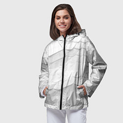 Ветровка с капюшоном женская Белая чешуя змеи, цвет: 3D-черный — фото 2