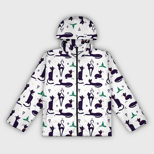 Женская ветровка Узор из черных магических кошек / 3D-Черный – фото 1
