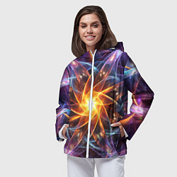 Ветровка с капюшоном женская Закрученная абстракция, цвет: 3D-белый — фото 2