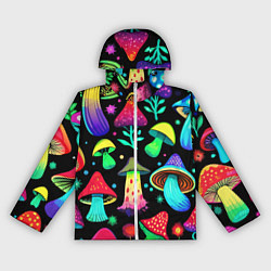 Ветровка с капюшоном женская Биолюминесцентные кислотные грибы, цвет: 3D-белый