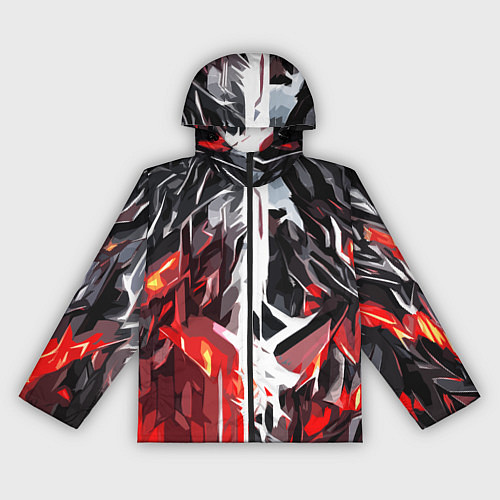 Женская ветровка Красная каменная абстракция и белая полоса / 3D-Черный – фото 1