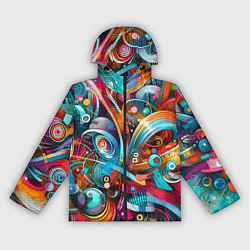 Ветровка с капюшоном женская Абстрактное граффити - нейроарт завихренья, цвет: 3D-черный