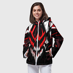 Ветровка с капюшоном женская Абстрактное красное лицо монстра, цвет: 3D-белый — фото 2
