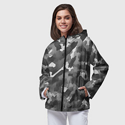 Ветровка с капюшоном женская Городской камуфляж внутренних войск, цвет: 3D-черный — фото 2