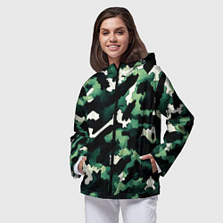 Ветровка с капюшоном женская Яркий зелёный камуфляж, цвет: 3D-черный — фото 2