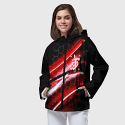 Ветровка с капюшоном женская Doom logo game, цвет: 3D-черный — фото 2
