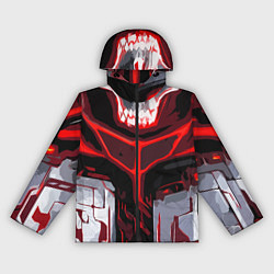 Ветровка с капюшоном женская Red stripes on a black and white background, цвет: 3D-черный