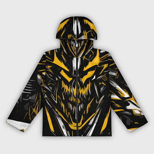Женская ветровка Жёлто-белое абстрактное лицо на чёрном фоне / 3D-Черный – фото 1